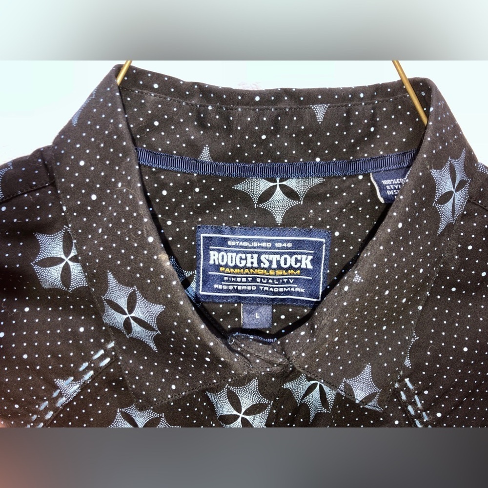 💫Panhandle Slim Roughstock Geometric Snap Down Shirt - Picture 6 of 15